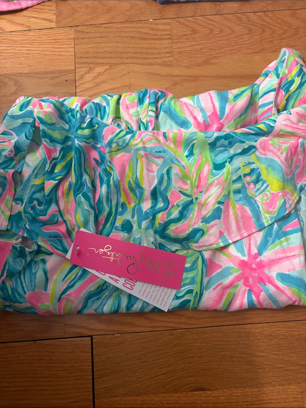 Lilly Pulitzer Strapless Tropical Floral Rohmoer  - Pink, Teal, Green